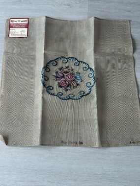 Royal Society Vintage Floral Needlepoint Canvas 18x18 New Old Stock Wool